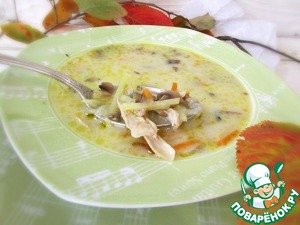 Суп с плавленным сыром и шампиньонами